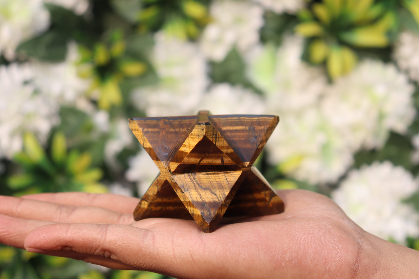 Tiger Eye Stone | 70-75mm | Healing Metaphysical Spirit Healing Power Merkaba Star