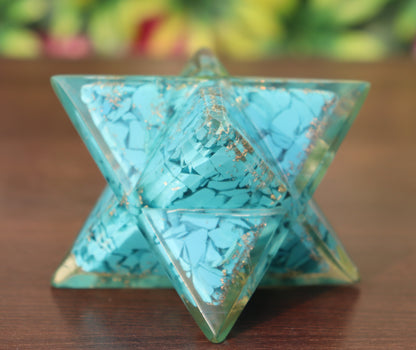 Orgonite Turquoise Stone | 70-75mm | Healing Metaphysical Spirit Healing Power Merkaba Star