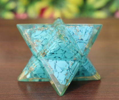 Orgonite Turquoise Stone | 70-75mm | Healing Metaphysical Spirit Healing Power Merkaba Star