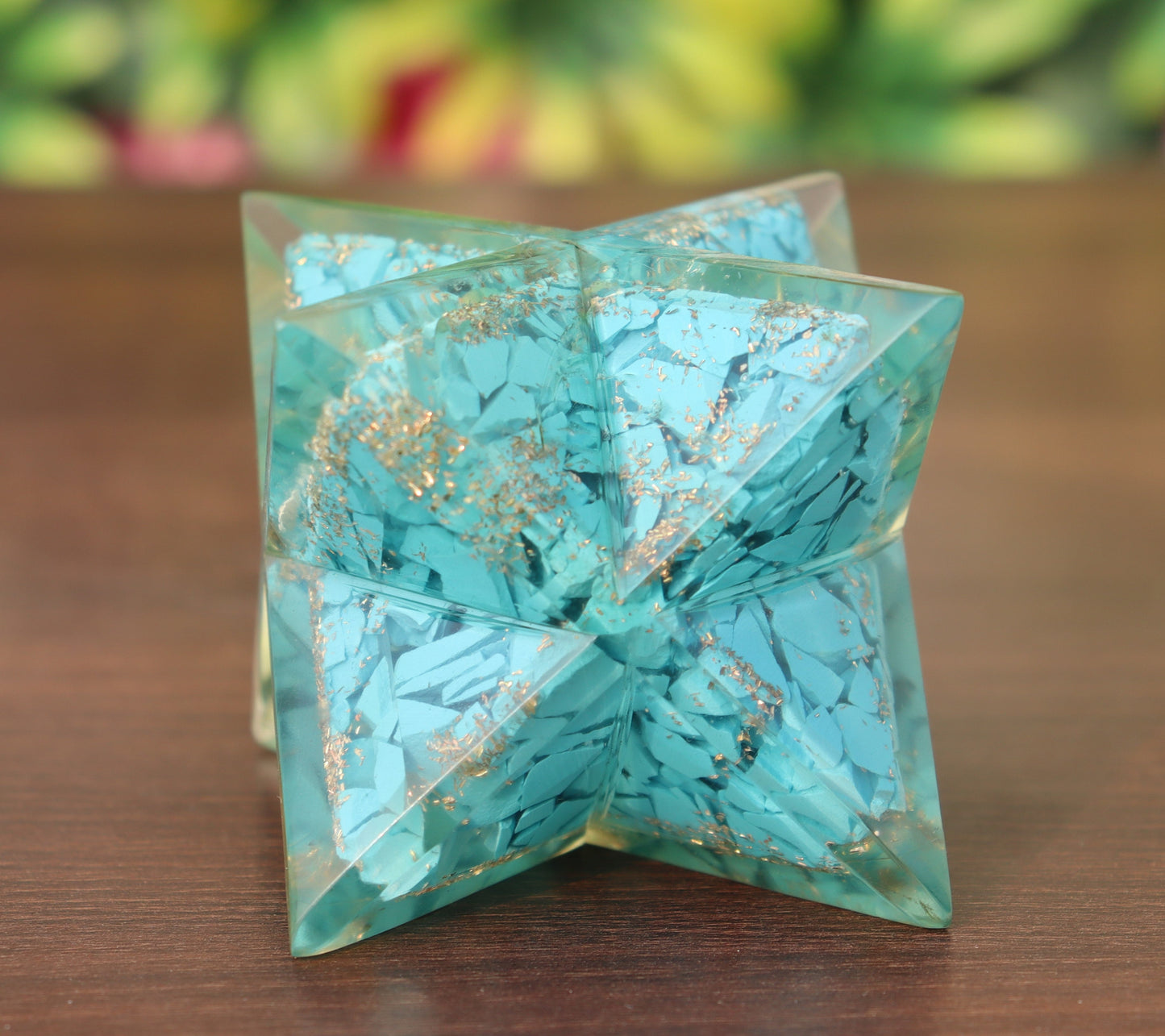 Orgonite Turquoise Stone | 70-75mm | Healing Metaphysical Spirit Healing Power Merkaba Star