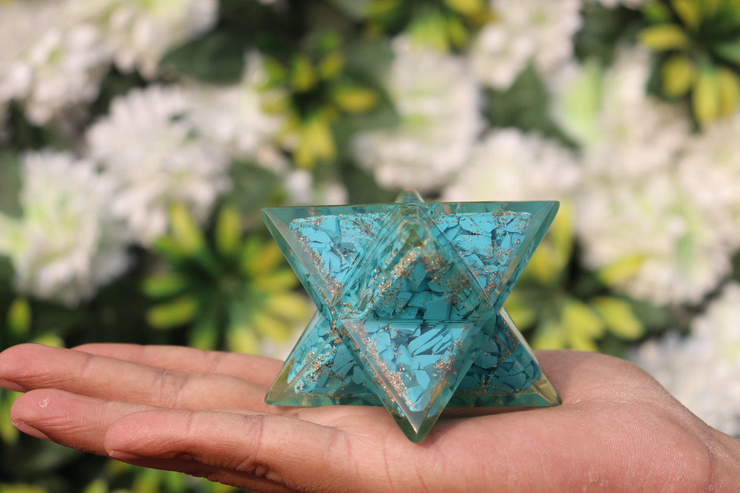 Orgonite Turquoise Stone | 70-75mm | Healing Metaphysical Spirit Healing Power Merkaba Star