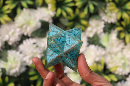 Orgonite Turquoise Stone | 70-75mm | Healing Metaphysical Spirit Healing Power Merkaba Star