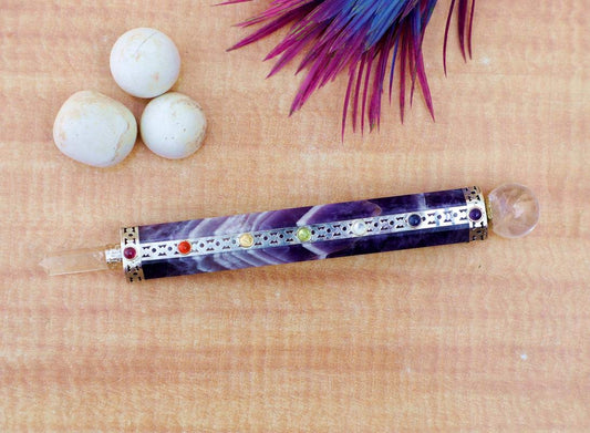 Chakra Wand/Amethyst Massage Gemstone Wand/Healing Chakra Crystals/Crystal Wand