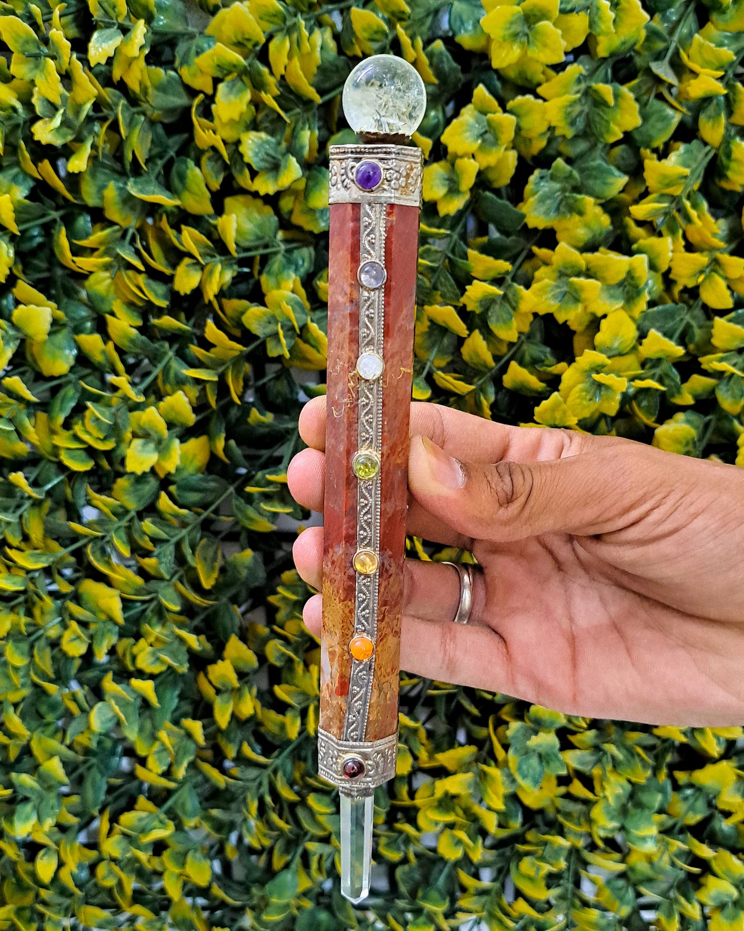 Red Jasper Seven Chakra Wand Massage 8.26X0.78 Inch