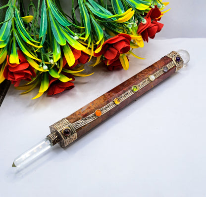 Red Jasper Seven Chakra Wand Massage 8.26X0.78 Inch