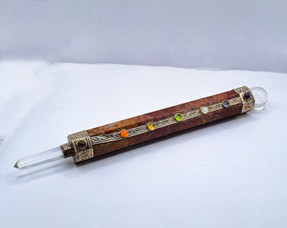 Red Jasper Seven Chakra Wand Massage 8.26X0.78 Inch