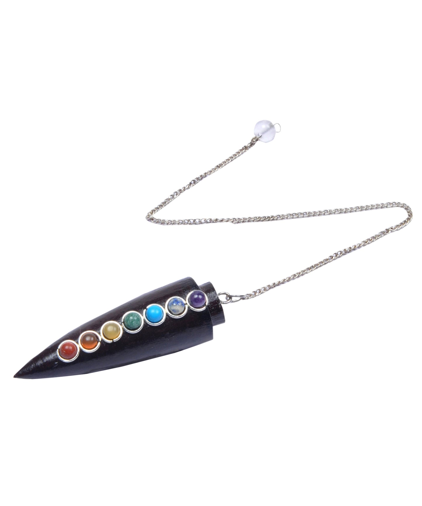 Seven Chakra Wooden Cone Shaped Pendulum