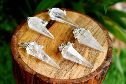 Crystal Quartz Faceted Cone Pendulum Healing Dowsing Crystal Pendulum, Spiritual Energy Tool, Clear Quartz Pendulum for Meditation Lovers