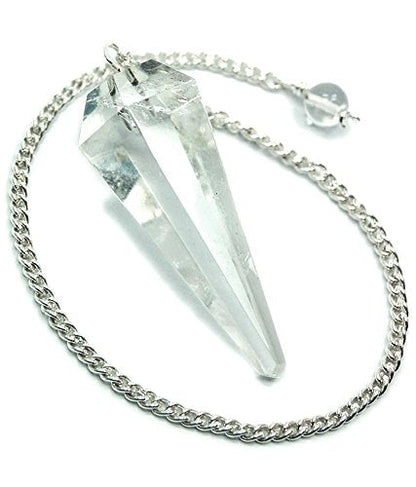 Crystal Quartz Faceted Cone Pendulum Healing Dowsing Crystal Pendulum, Spiritual Energy Tool, Clear Quartz Pendulum for Meditation Lovers