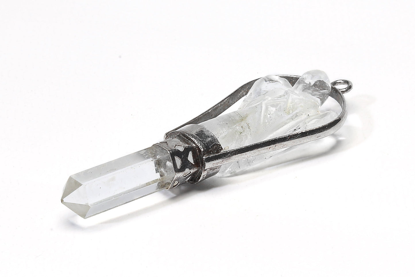 Crystal Quartz Angel Pendulum with Crystal Point