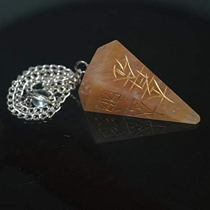 Golden Quartz Reiki Symbol Pendulum Dowser