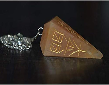 Golden Quartz Reiki Symbol Pendulum Dowser