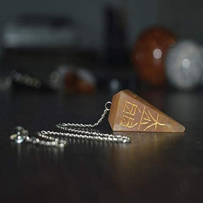 Golden Quartz Reiki Symbol Pendulum Dowser