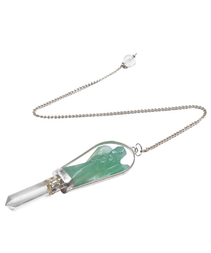 Green Aventurine Angel Pendulum with Crystal Point