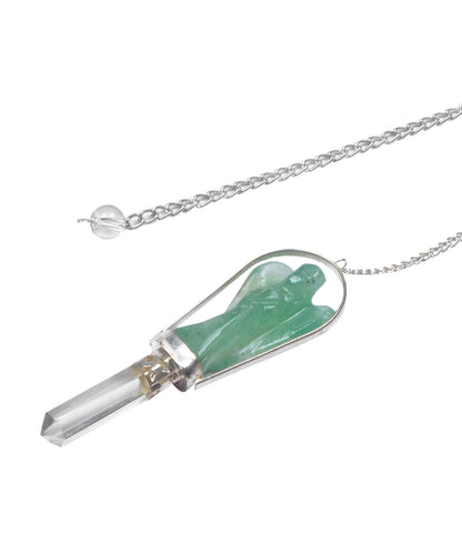 Green Aventurine Angel Pendulum with Crystal Point