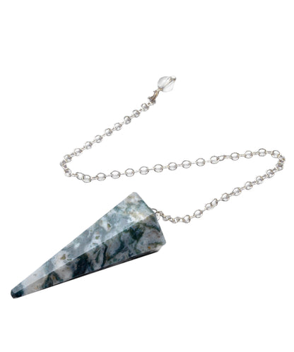 Moss Agate Crystal Stone Pendulum Dowser Crystal Pendulum Reiki Healing Crystal