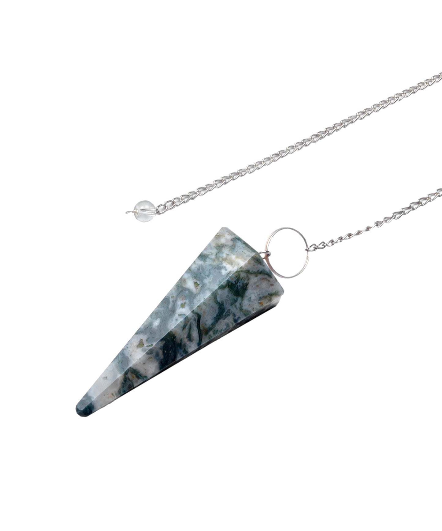 Moss Agate Crystal Stone Pendulum Dowser Crystal Pendulum Reiki Healing Crystal