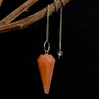 Orange Aventurine Shaped Pendulum Dowser Crystal Pendulum Reiki Healing Crystal