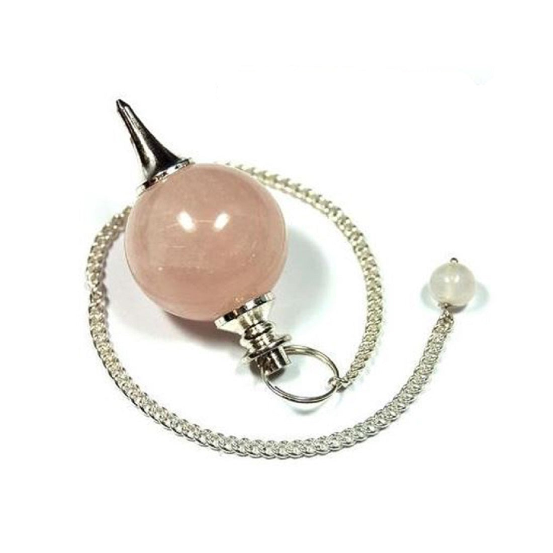 Pink Rose Quartz Ball Shaped Stone Pendulum Dowser Crystal Pendulum Reiki Healing Crystal