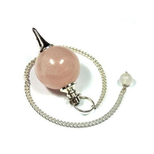 Pink Rose Quartz Ball Shaped Stone Pendulum Dowser Crystal Pendulum Reiki Healing Crystal