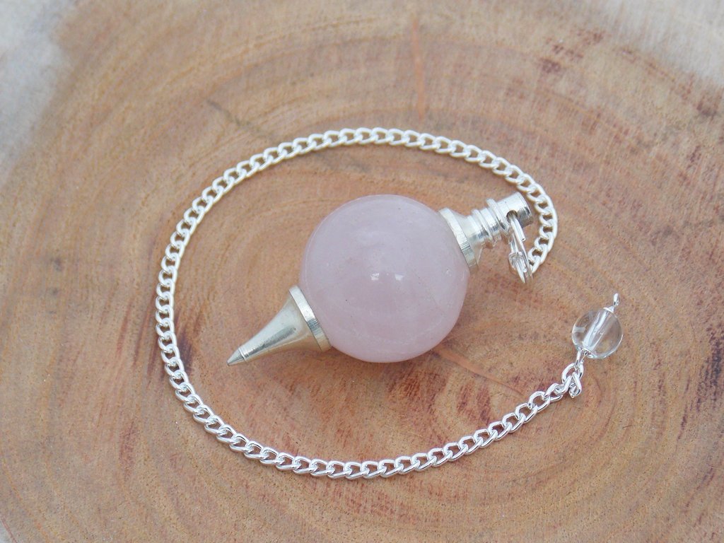 Pink Rose Quartz Ball Shaped Stone Pendulum Dowser Crystal Pendulum Reiki Healing Crystal