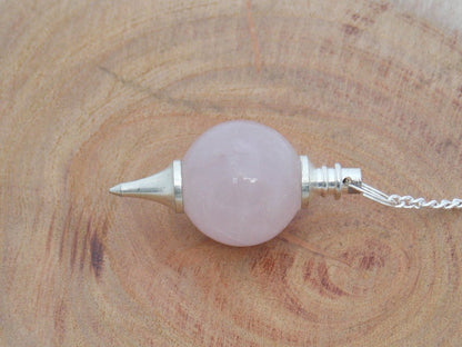 Pink Rose Quartz Ball Shaped Stone Pendulum Dowser Crystal Pendulum Reiki Healing Crystal