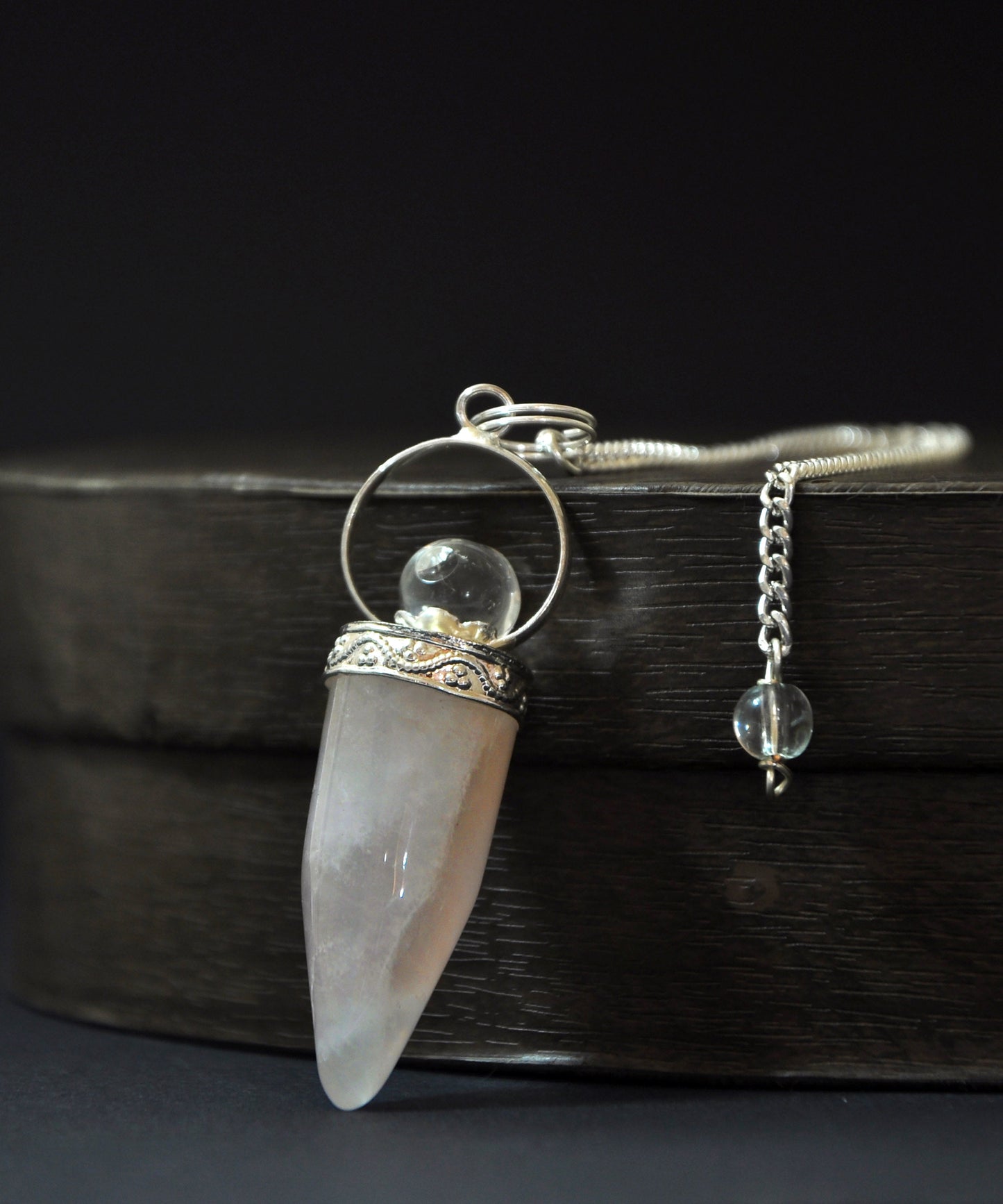 Pink Rose Quartz Cone Shaped Pendulum