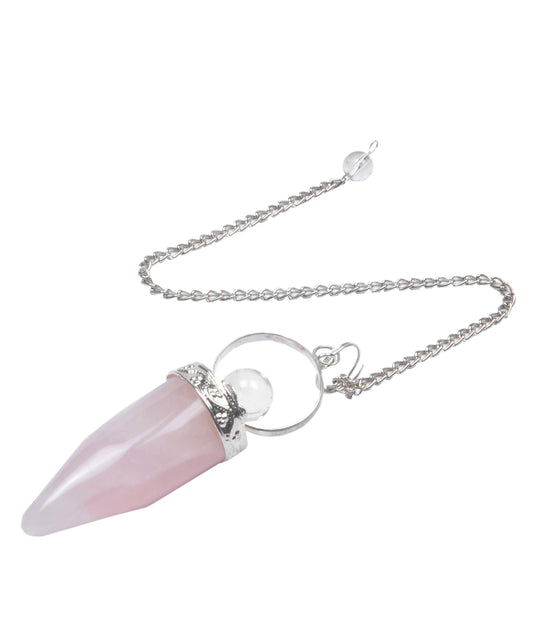 Pink Rose Quartz Cone Shaped Pendulum