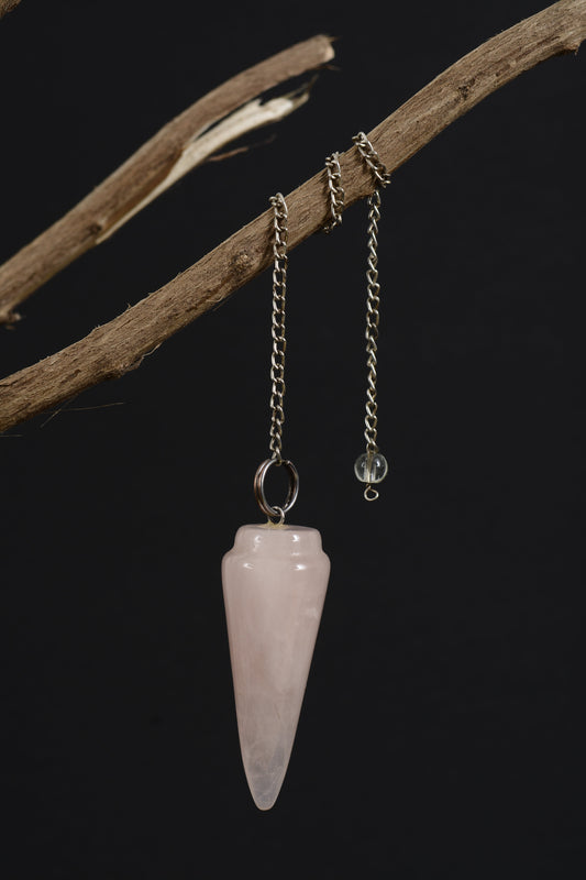 Pink Rose Quartz Cone Shaped Pendulum