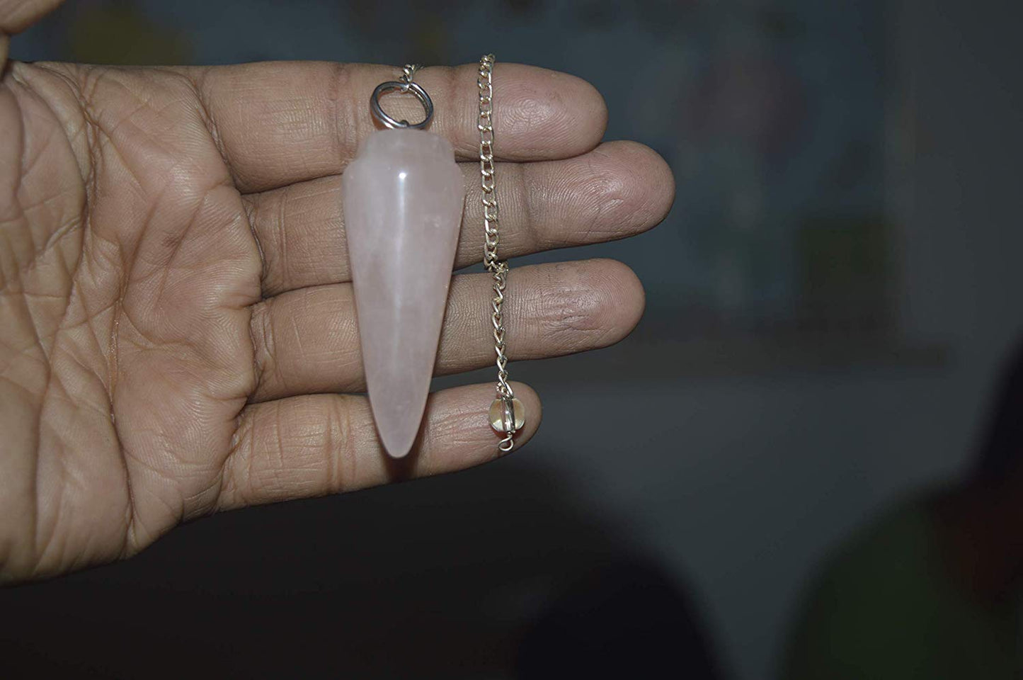 Pink Rose Quartz Cone Shaped Pendulum