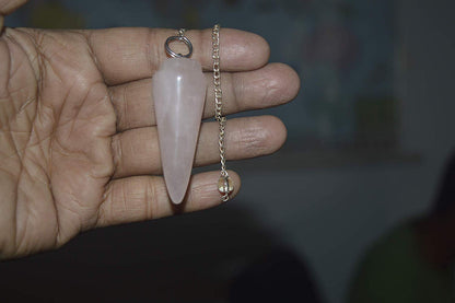 Pink Rose Quartz Cone Shaped Pendulum