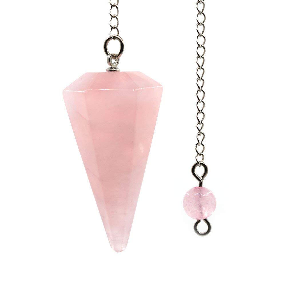 Rose Quartz Crystal Stone Pendulum Ball Dowser Crystal Pendulum Reiki Healing Crystal