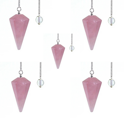 Rose Quartz Crystal Stone Pendulum Ball Dowser Crystal Pendulum Reiki Healing Crystal