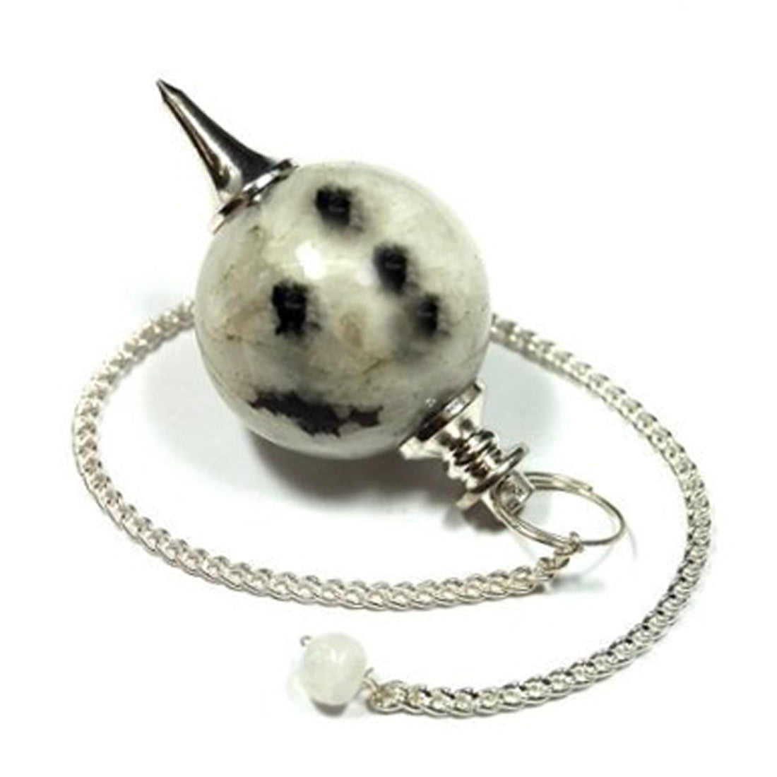 Rainbow Moonstone Ball Shaped Stone Pendulum Dowser Crystal Pendulum Reiki Healing Crystal