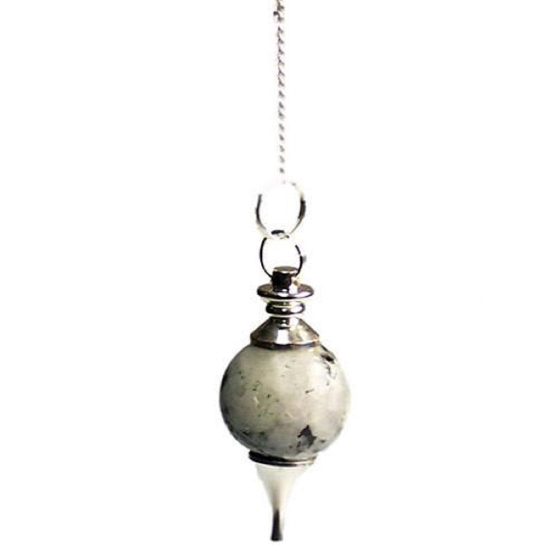 Rainbow Moonstone Ball Shaped Stone Pendulum Dowser Crystal Pendulum Reiki Healing Crystal