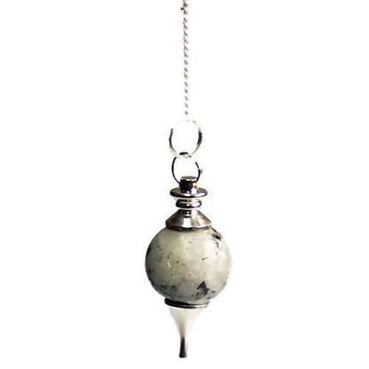 Rainbow Moonstone Ball Shaped Stone Pendulum Dowser Crystal Pendulum Reiki Healing Crystal