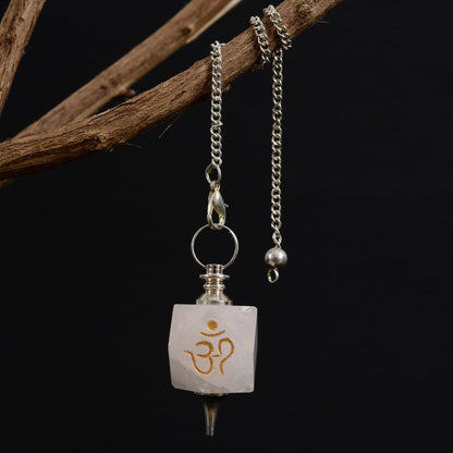 Pink Rose Quartz Aum Pendulum