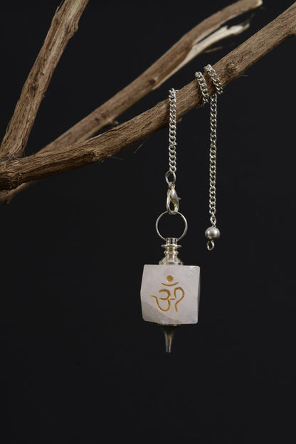 Pink Rose Quartz Aum Pendulum