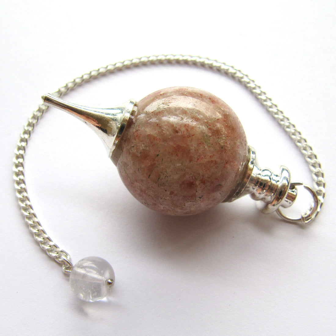 Sunstone Ball Shaped Stone Pendulum Dowser Crystal Pendulum Reiki Healing Crystal