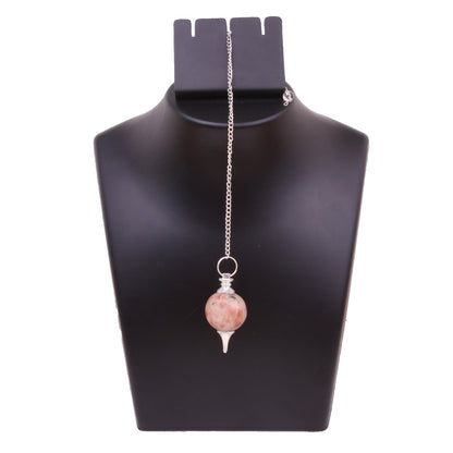 Sunstone Ball Shaped Stone Pendulum Dowser Crystal Pendulum Reiki Healing Crystal