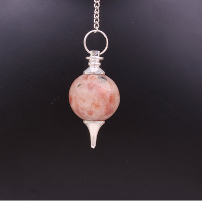 Sunstone Ball Shaped Stone Pendulum Dowser Crystal Pendulum Reiki Healing Crystal