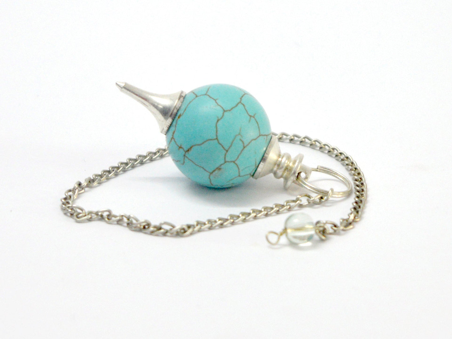 Turquoise Firoza Ball Shaped Stone Pendulum Dowser Crystal Pendulum Reiki Healing Crystal