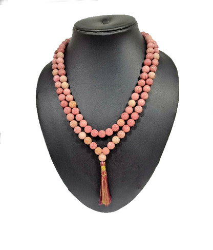 Rhodonite 108 Healing Gemstone Mala Prayer Beads(8mm) Necklace