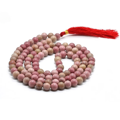 Rhodonite 108 Healing Gemstone Mala Prayer Beads(8mm) Necklace