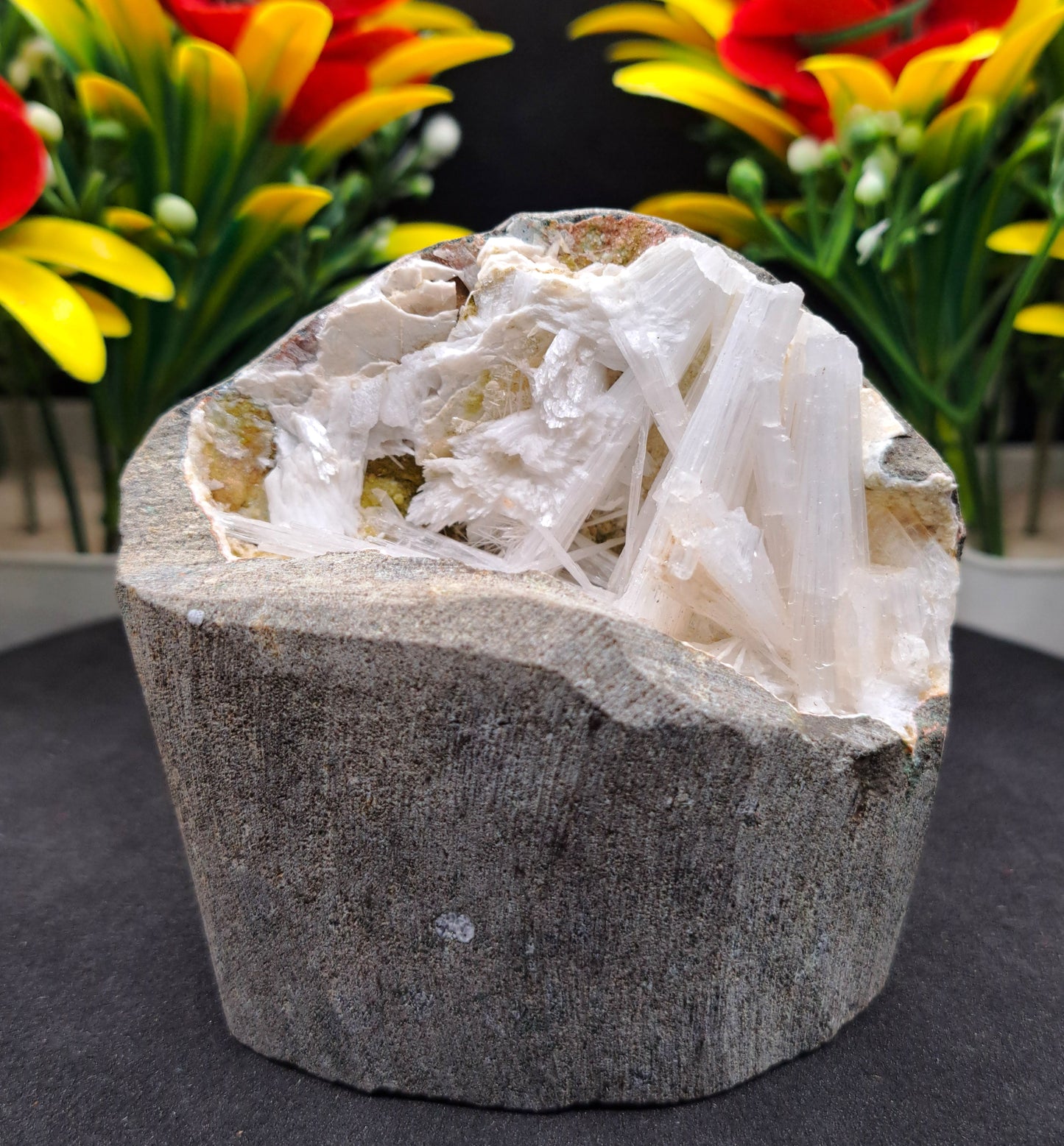 Scolecite Geode, Natural Scolecite Flower,Display Piece