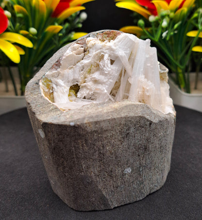 Scolecite Geode, Natural Scolecite Flower,Display Piece