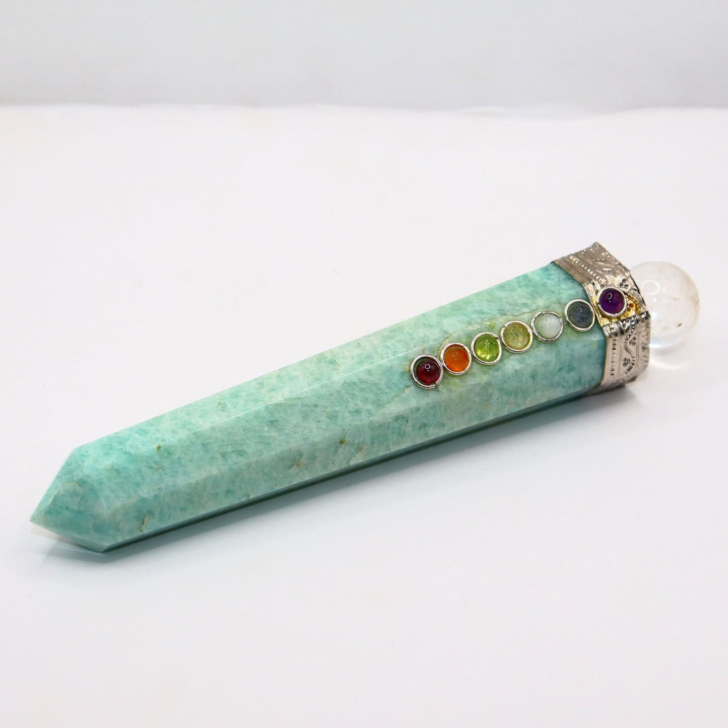 Green Amazonite 7 Chakra Healing Massage Energy Wand Stick - 5.5 inches (Sky Blue)