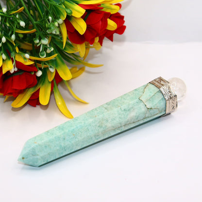 Green Amazonite 7 Chakra Healing Massage Energy Wand Stick - 5.5 inches (Sky Blue)