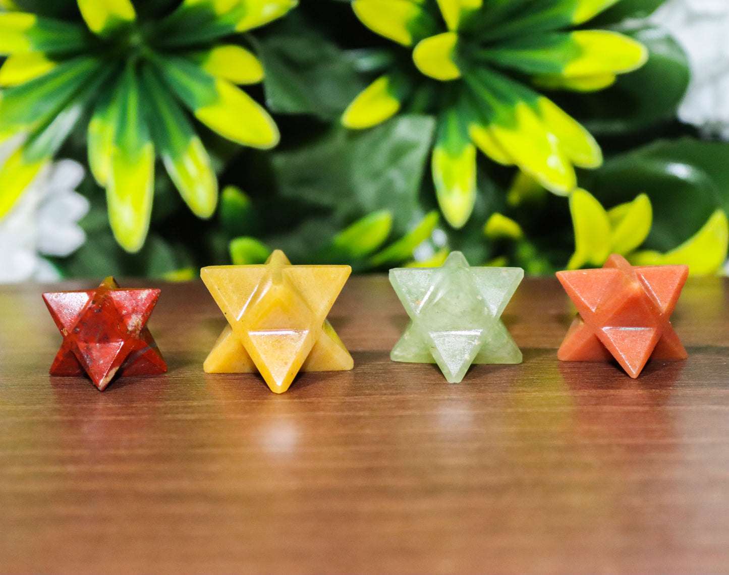 Complete Chakra Set of Seven Natural Crystal Healing Merkaba Stars