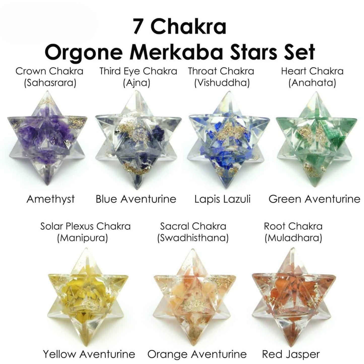 Merkaba Star 7 Gemstone Reiki Healing Chakra Balance Meditation Sacred Geometry